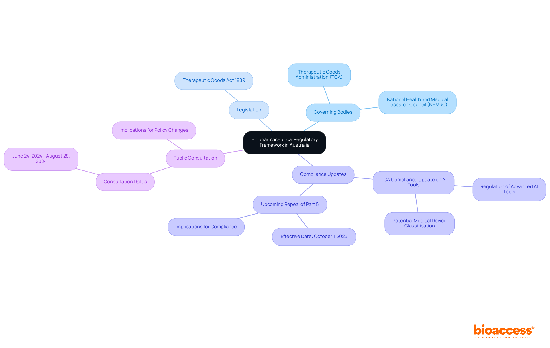 The central node represents the overall framework, while branches show key components like governing bodies and legislation. Each sub-node provides specific details, helping you understand how everything connects. The central node represents the overall framework, while branches show key components like governing bodies and legislation. Each sub-node provides specific details, helping you understand how everything connects.