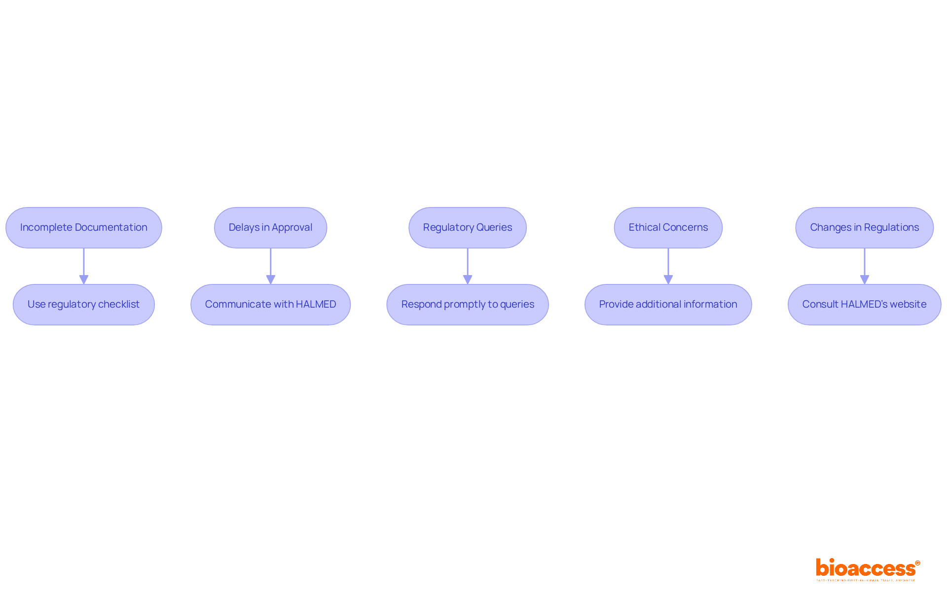 Each box represents a challenge faced during the regulatory process. Follow the arrows to see the recommended strategies for overcoming each challenge. Each box represents a challenge faced during the regulatory process. Follow the arrows to see the recommended strategies for overcoming each challenge.