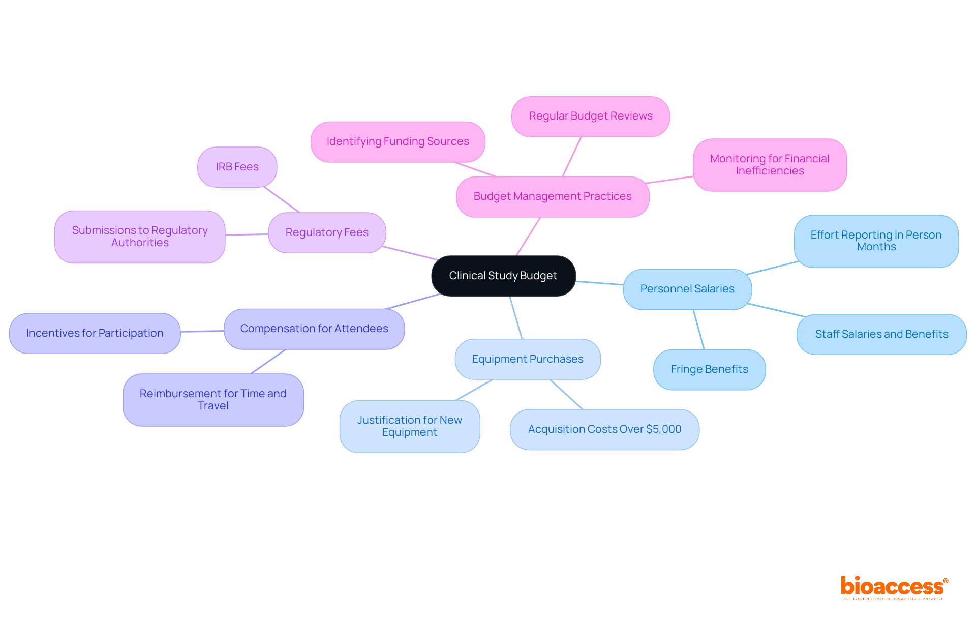 The central node represents the overall budget, while the branches show different cost categories and processes involved in financial planning. Each color-coded branch helps you quickly identify key areas of focus. The central node represents the overall budget, while the branches show different cost categories and processes involved in financial planning. Each color-coded branch helps you quickly identify key areas of focus.