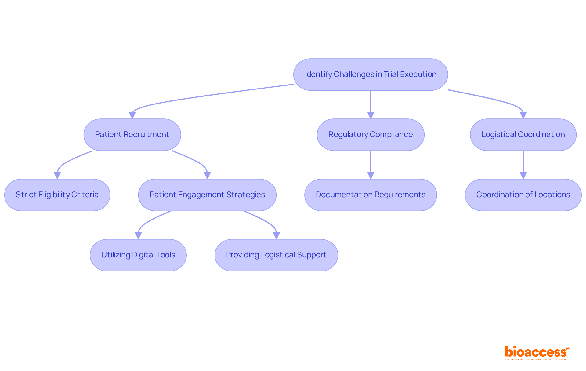 This flowchart outlines the key challenges faced in trial execution and the corresponding strategies to address them. Follow the arrows to see how each challenge leads to specific solutions.