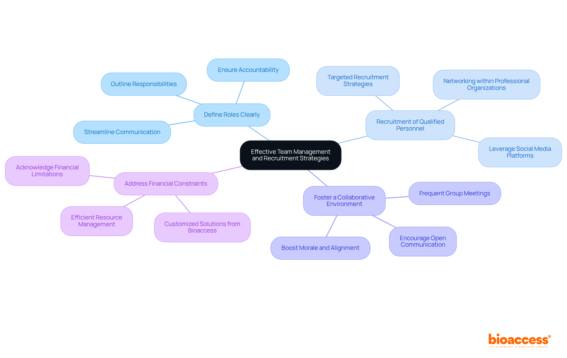 The central node represents the main goal, while each branch shows a specific strategy. Follow the branches to see the key actions that support each strategy. The central node represents the main goal, while each branch shows a specific strategy. Follow the branches to see the key actions that support each strategy.