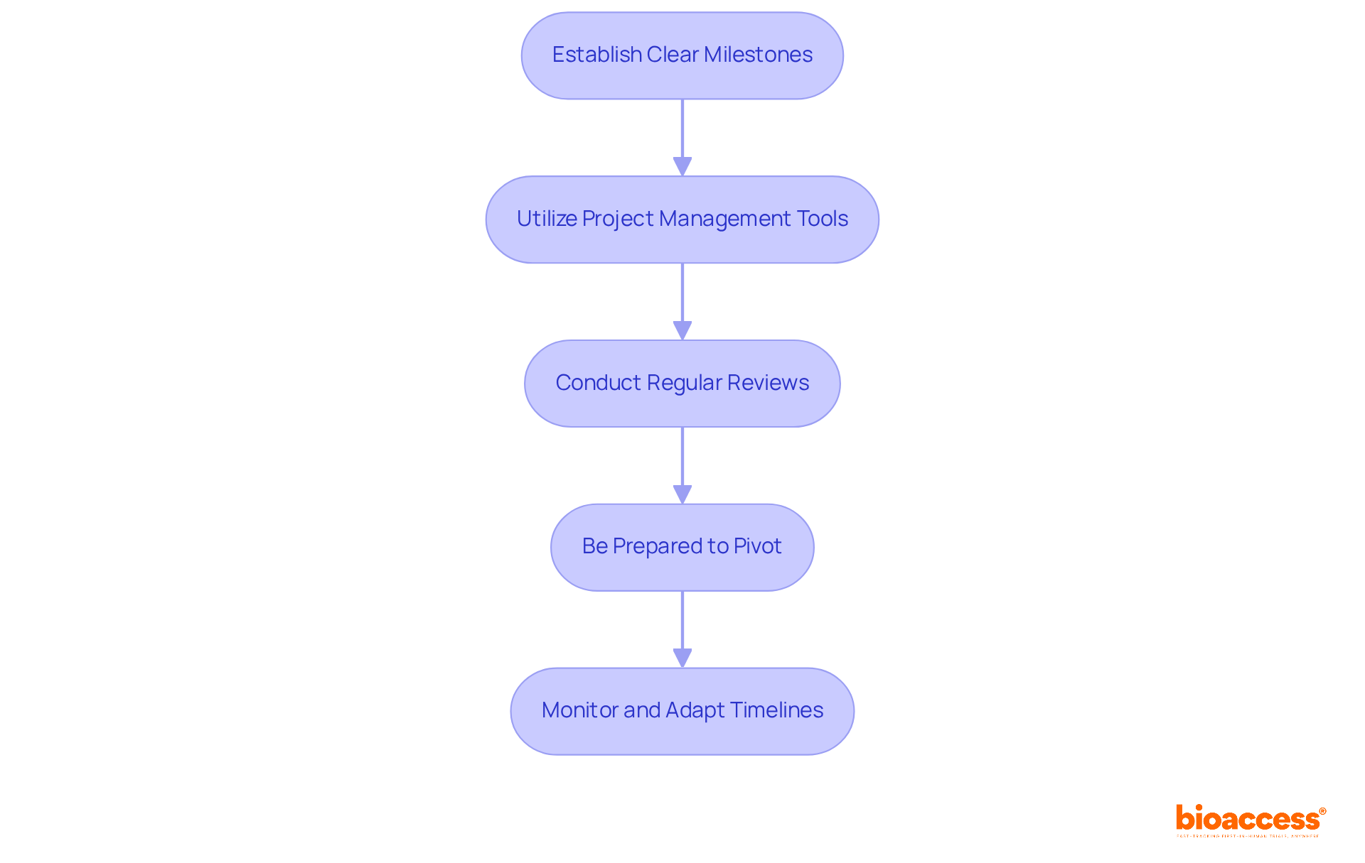 Each box represents a step in the process of managing timelines for Clinical Trial Applications. Follow the arrows to see how each step leads to the next, ensuring a smooth and efficient workflow.