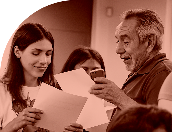 Woman and older man reviewing documents together, engaged in affirming voting rights with support from Rural Arizona Engagement (RAZE), a Tides Foundation Healthy Democracy Fund grantee partner.