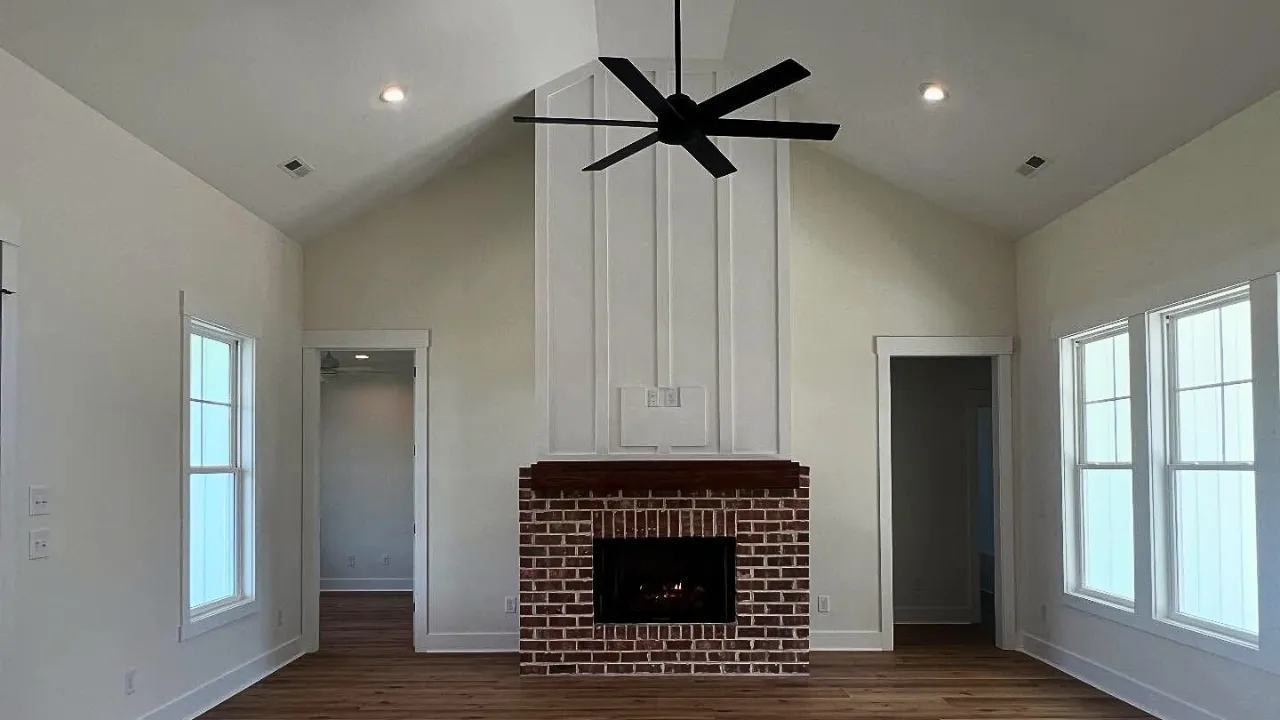 A new living room custom-built by Lee Brothers Construction