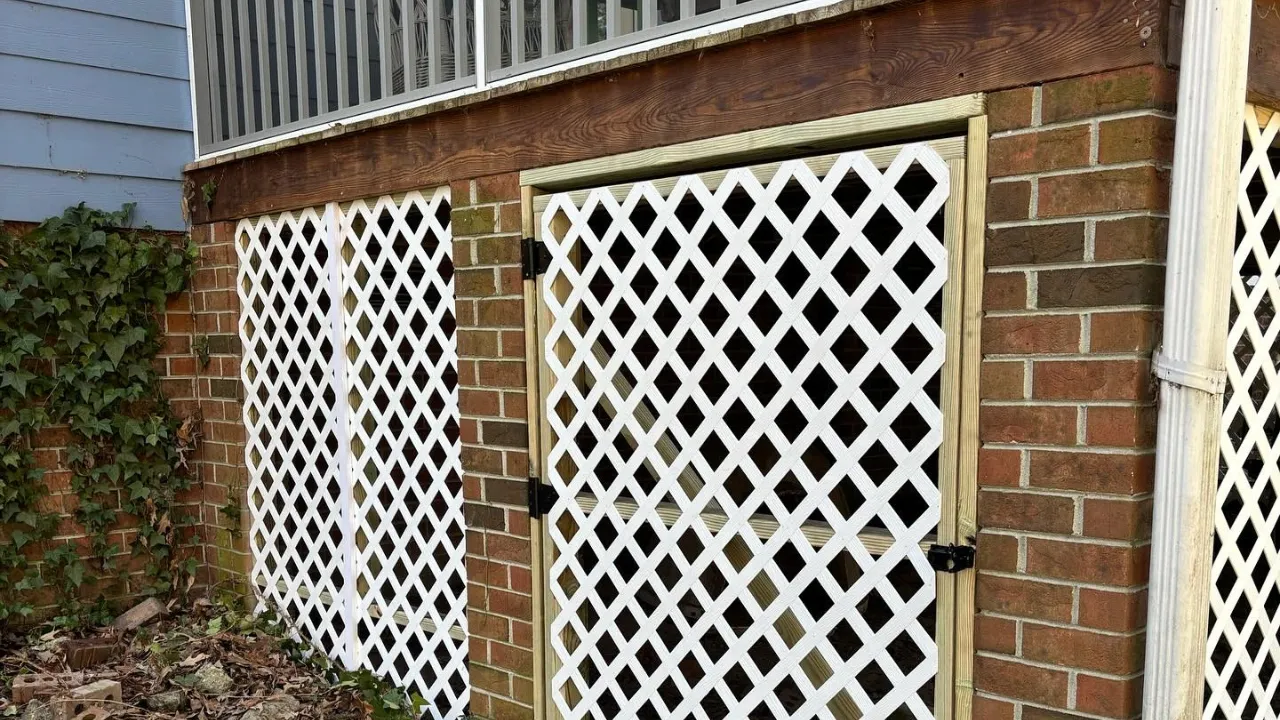 Some lattice that has been added under the deck of a Greenville, NC