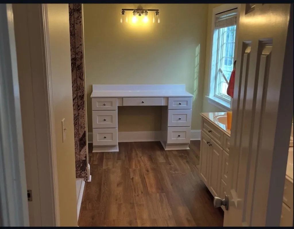 A countertop in a bathroom renovated by lee brothers construction