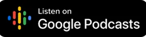 Google Podcasts logo with colorful sound wave bars and black text