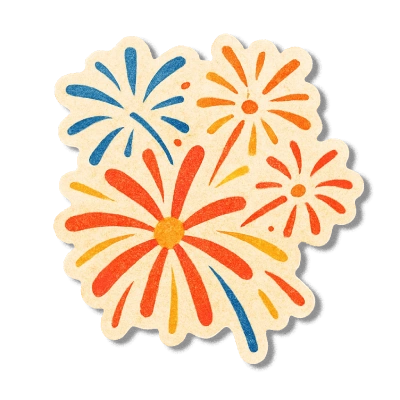 vignettre feu d'artifice illustrant l'enthousiaste