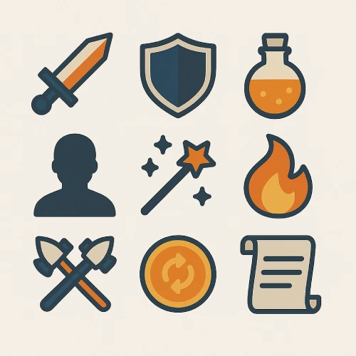 icône jeu vidéo RPG pour identité graphique