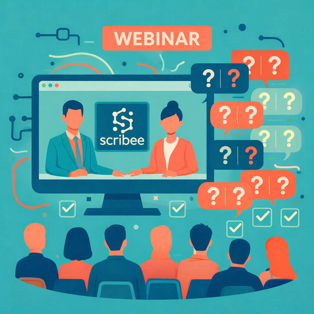 Illustration fluide représentant le webinaire de scribee sur la facturation électronique