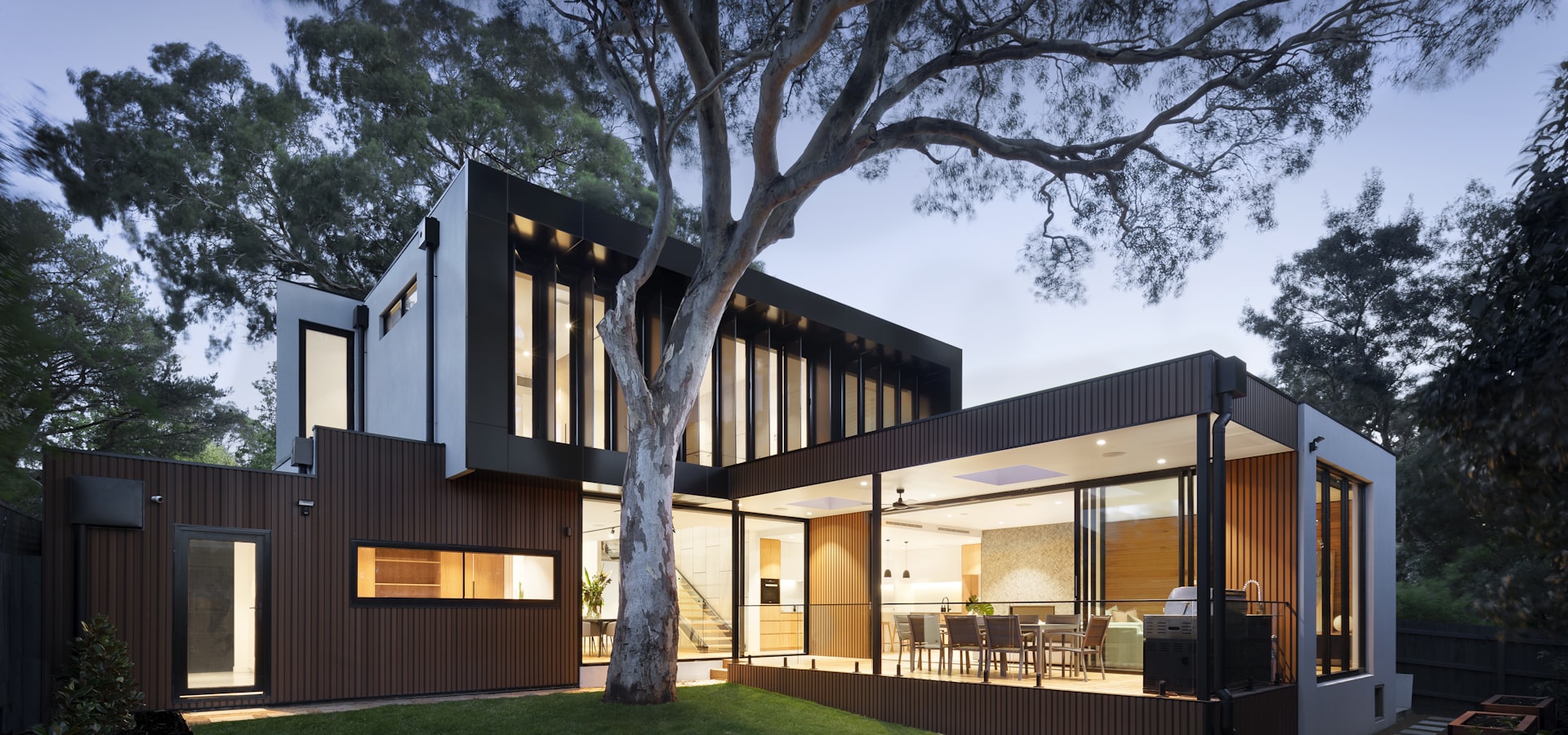 Modern home nestled among mature trees in Reston, Virginia