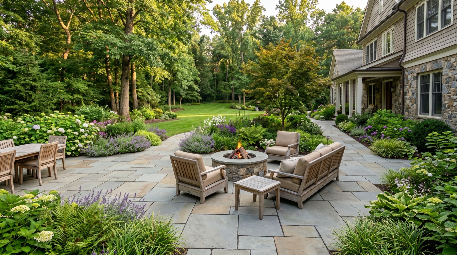 Professionally installed natural stone patio in Great Falls Northern Virginia