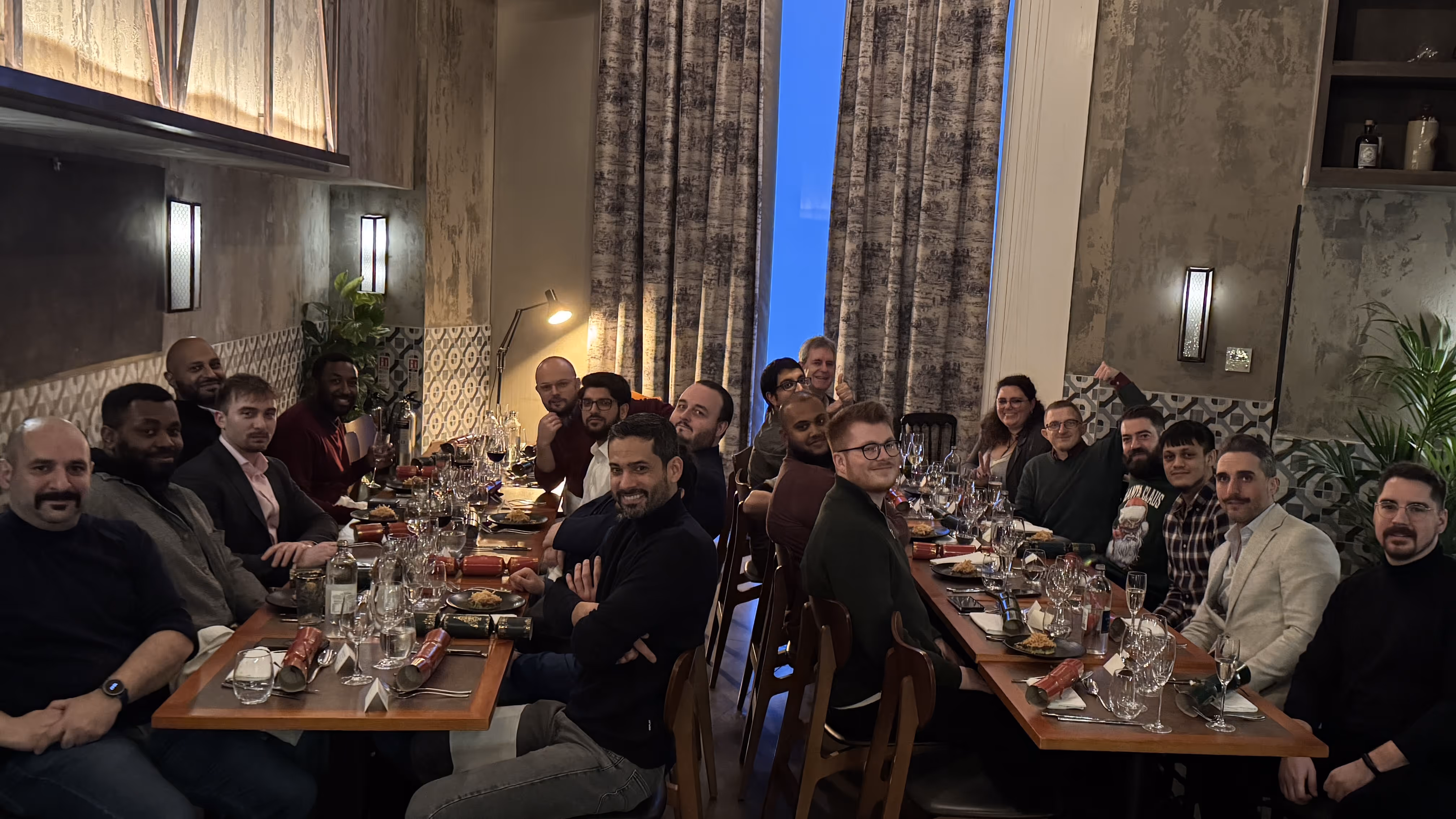 Group of people having a meal together.