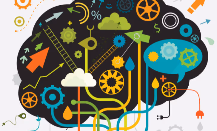 Multiple icons in a brain.