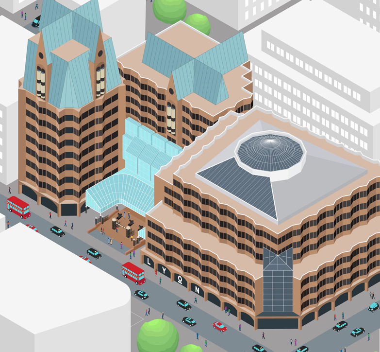 A large building with a dome on top of it.