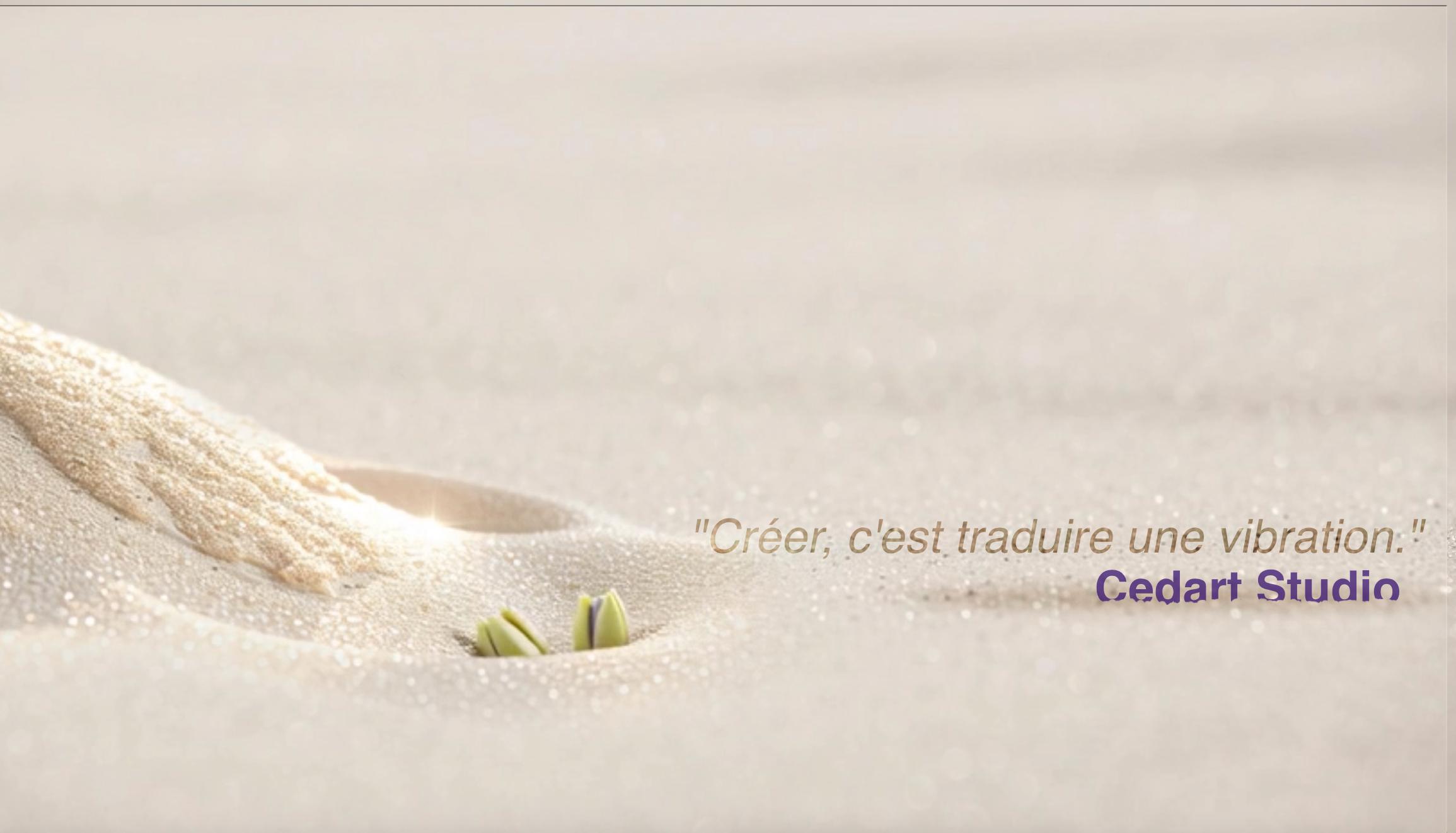 Gros plan sur du sable beige illuminé, d’où émergent deux jeunes pousses vertes, symbolisant la naissance intérieure et l’émergence de soi.