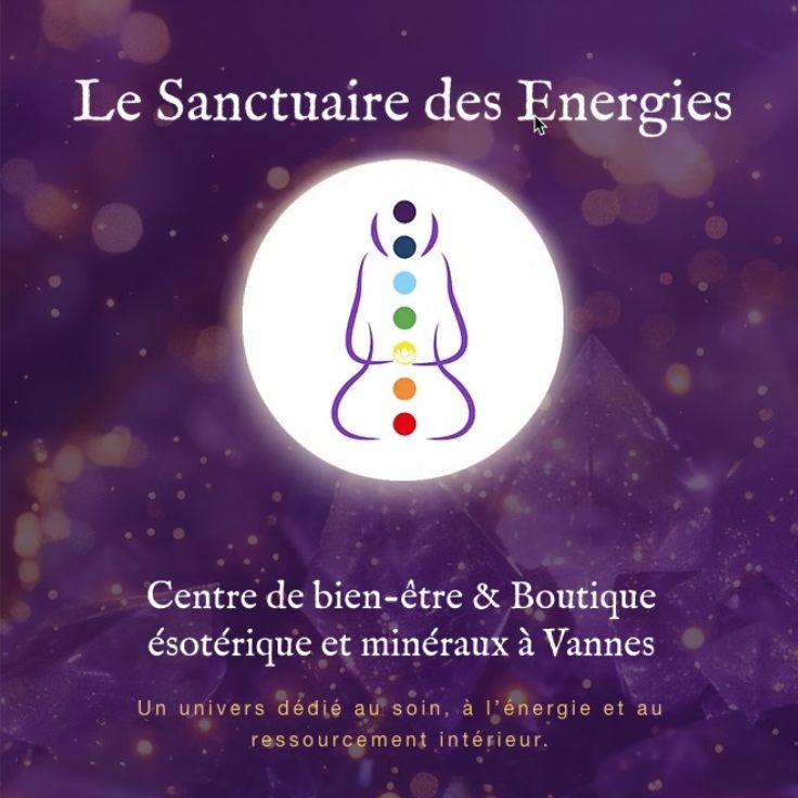 Page d’accueil du site Le Sanctuaire des Énergies, centre de bien-être et boutique ésotérique à Vannes, ambiance douce et apaisante