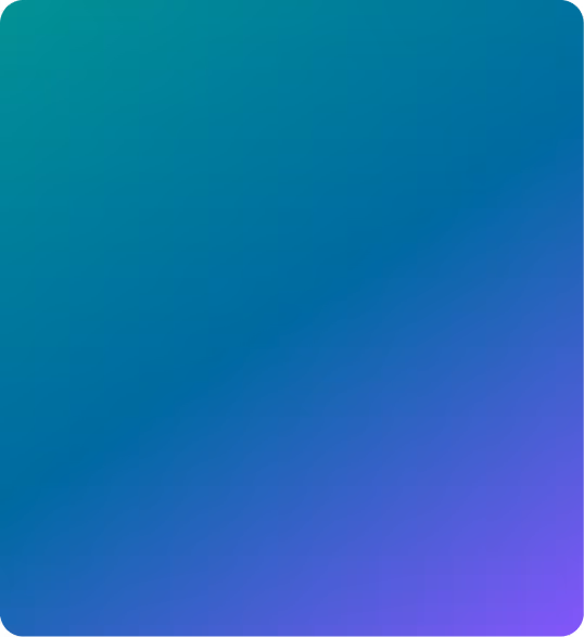 Gradient background blending teal, blue, and purple colors with rounded corners.