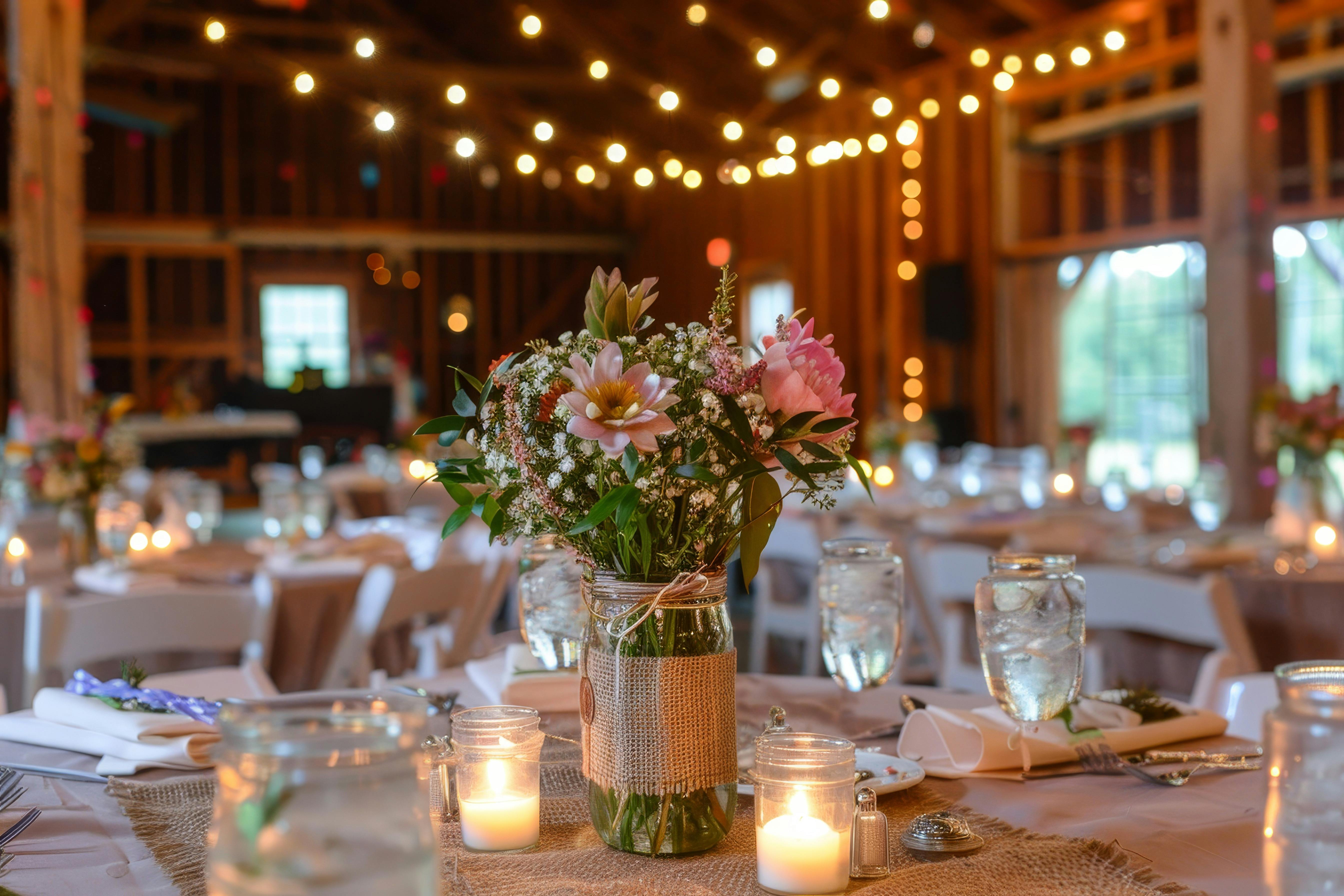 wedding bouquet in glass jar