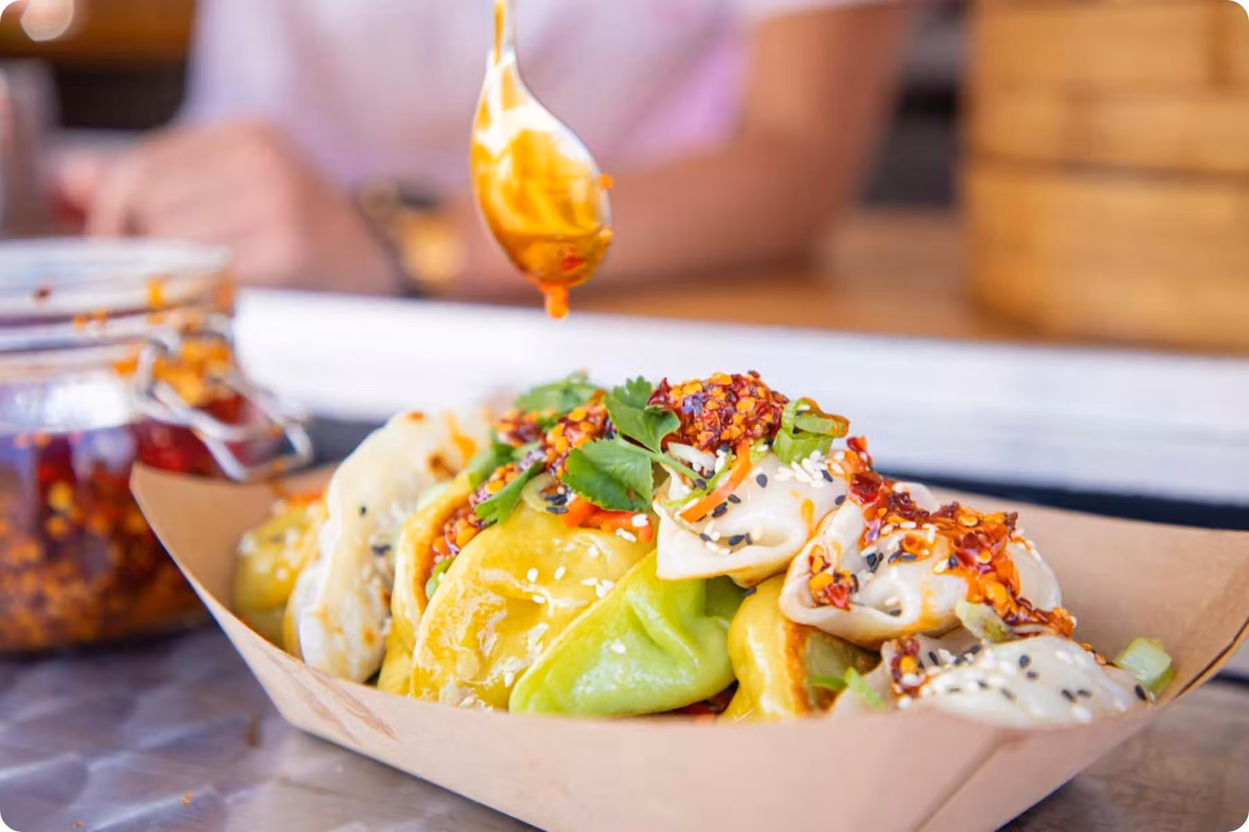 chubby dumpling with oil