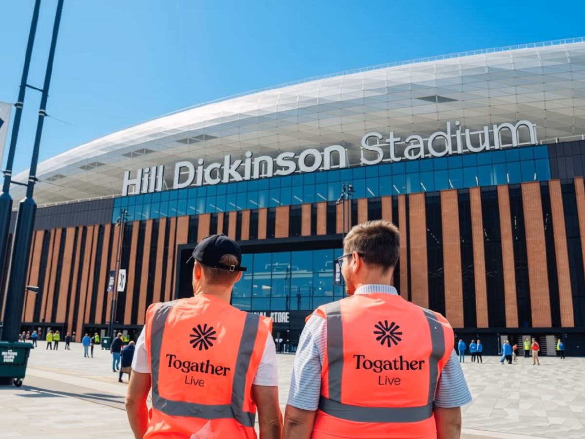Togather team on site in the Fanzone at Everton's Hill Dickinson Stadium