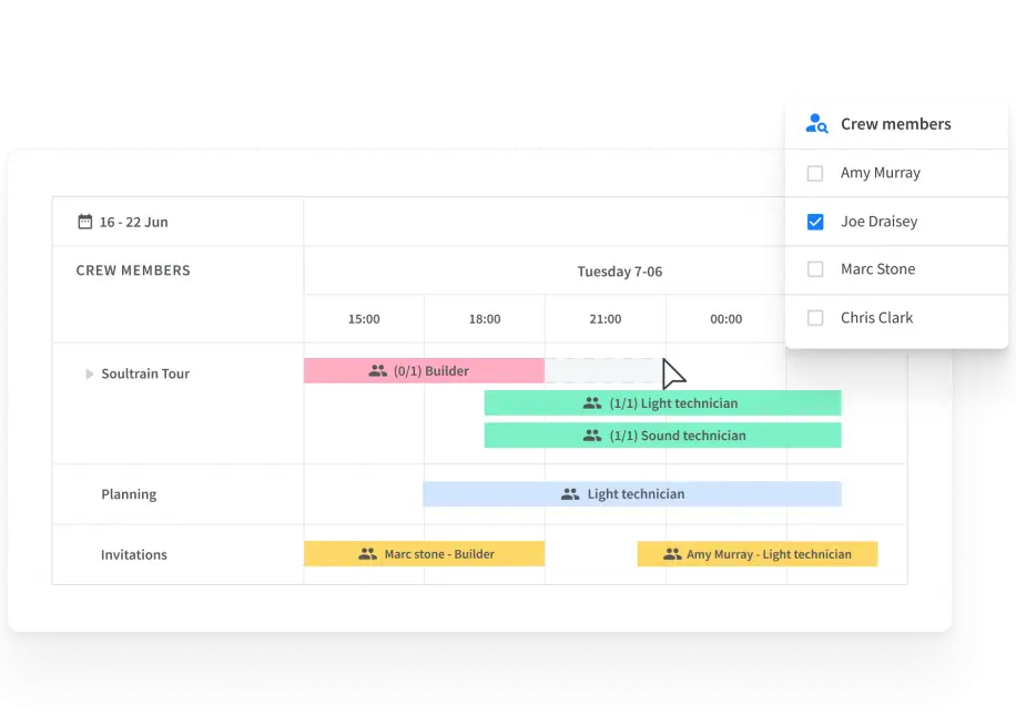 Build schedules and communicate with your crew
