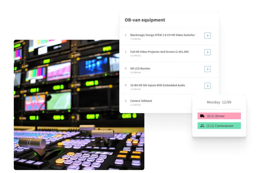Make sure equipment in OB vans is complete
