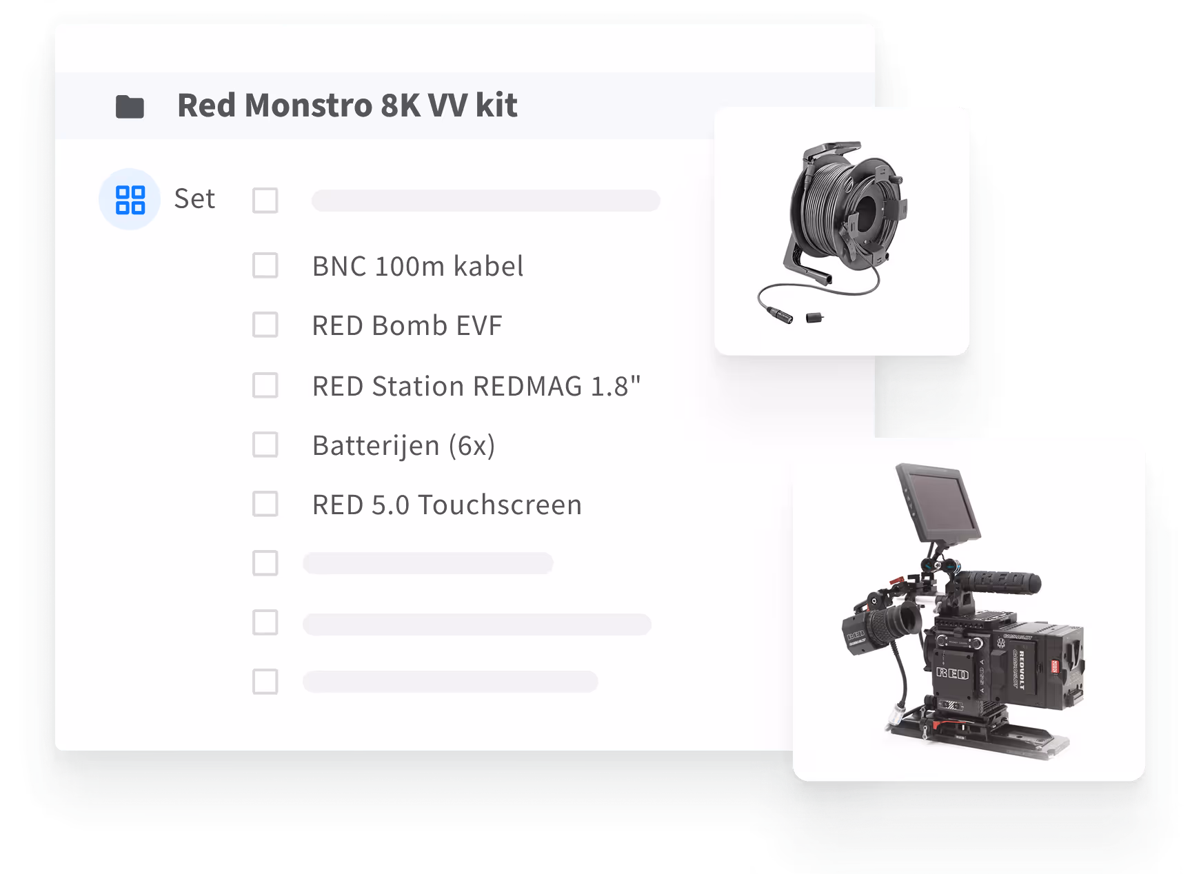 Camera sets en flypacks