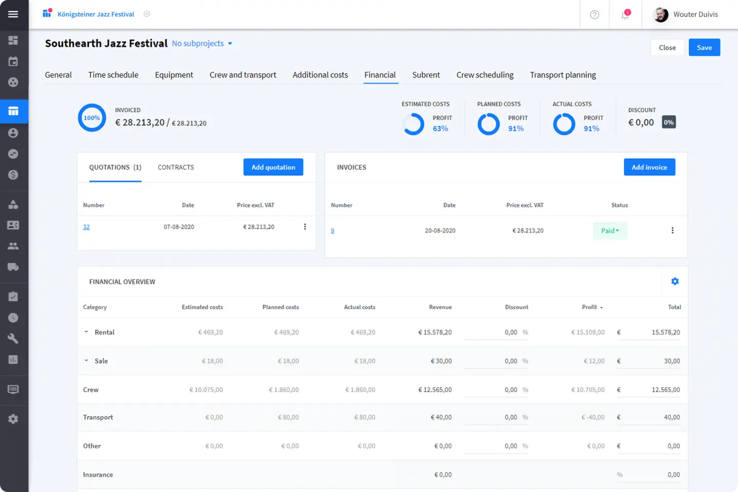 Bearbeite die finanziellen Details
