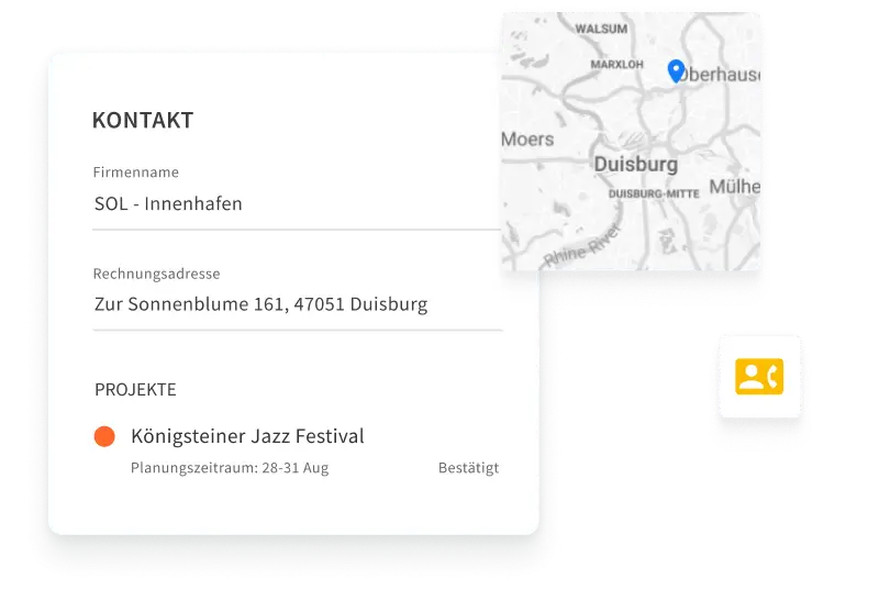 CRM App Übersicht der Kontaktinformationen in Rentman