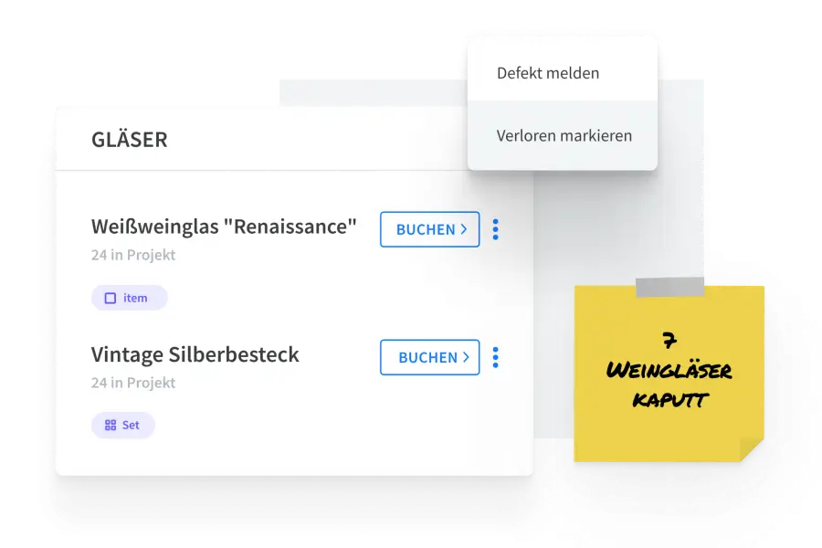 Behalte den Überblick über beschädigte und verlorene Gegenstände