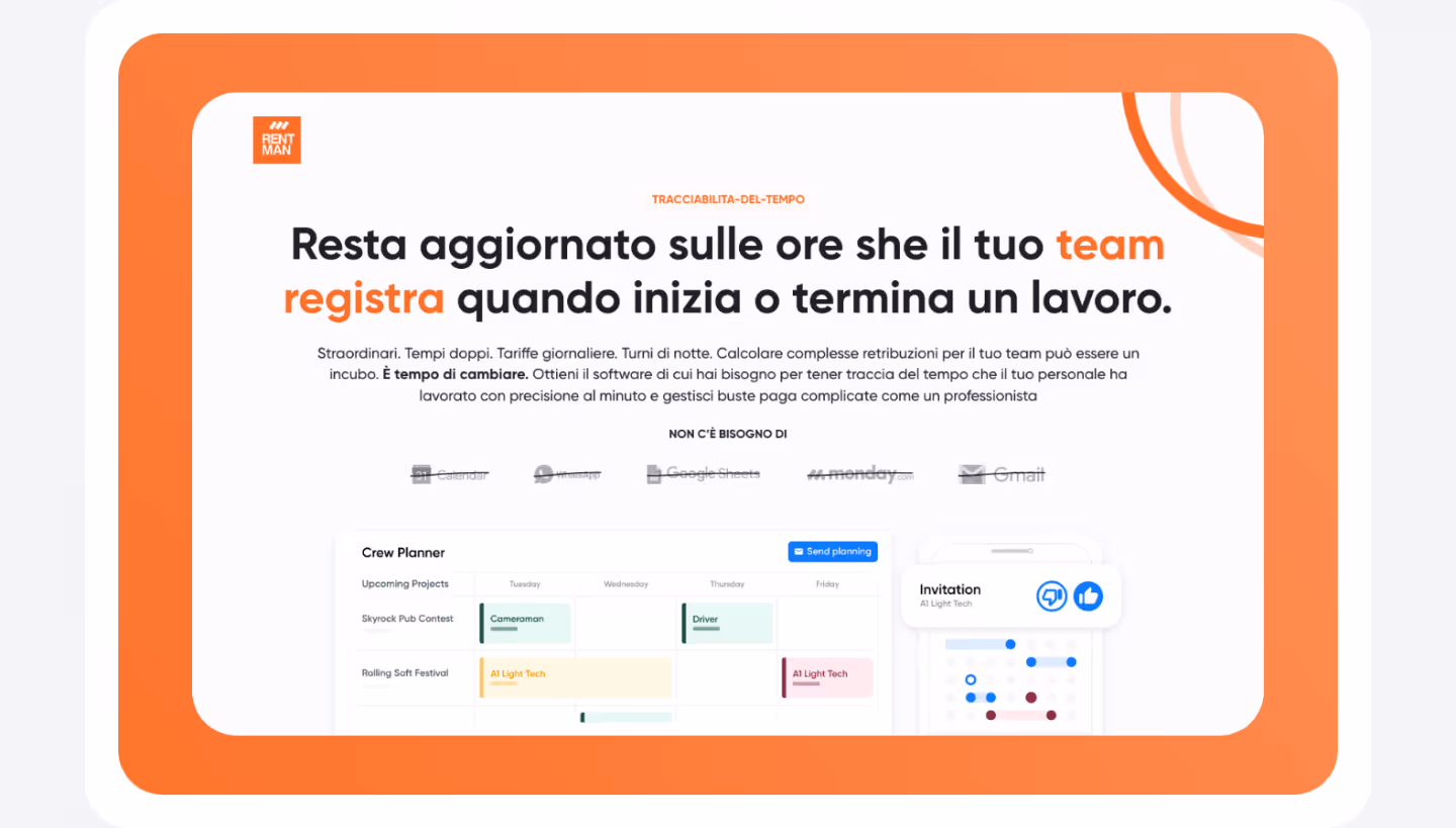 Rentman PDF Image —  time tracking — Italian – grey background