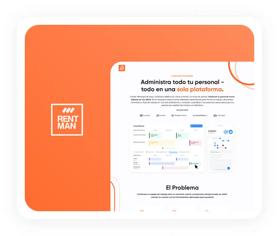 Rentman PDF Image — crew scheduling — Spanish