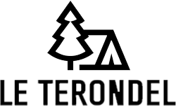 Logo with a pine tree and a tent above bold 'LE TERONDEL' text.