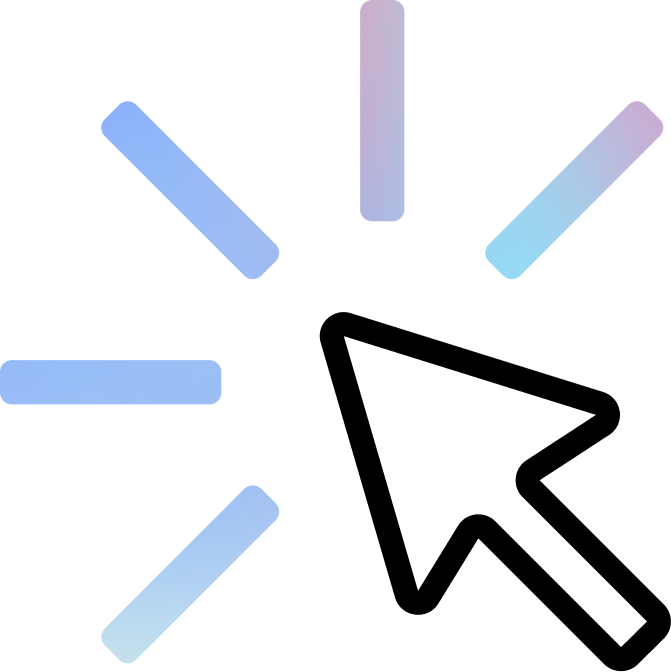 Icon of a cursor with lines indicating clicking, symbolizing web design.