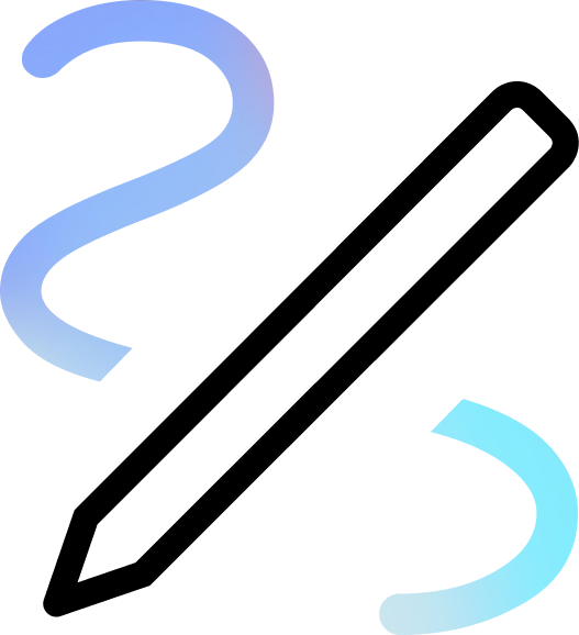 Icon of a pen drawing a swirl, representing logo design.