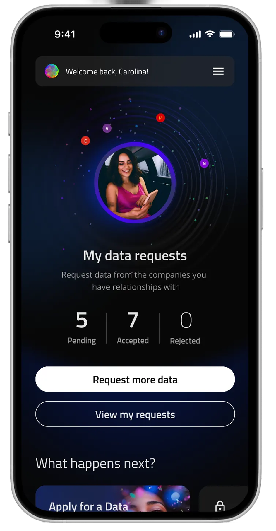 dWallet app screenshot for people