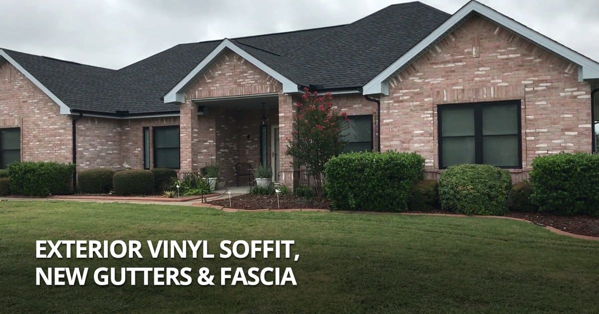 Exterior Vinyl Soffit, New Gutters & Fascia