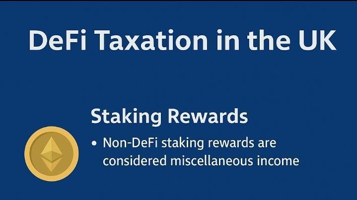 Section of an infographic explaining that non-DeFi staking rewards are taxed as miscellaneous income