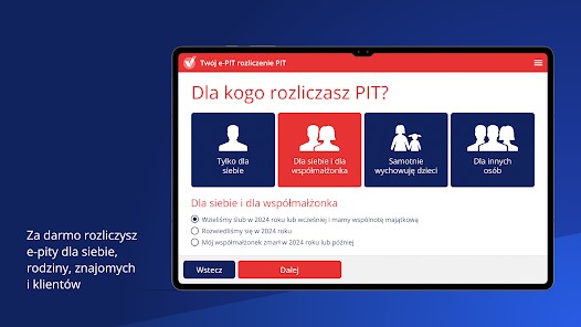 A digital tablet displaying the Polish Twój e-PIT online tax filing portal, which investors use to submit their PIT-38 forms to report cryptocurrency capital gains and losses.