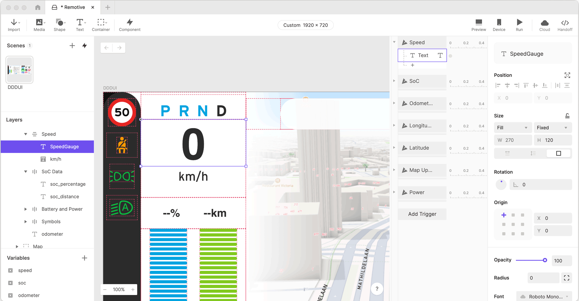 UI in ProtoPie to connect vehicle data