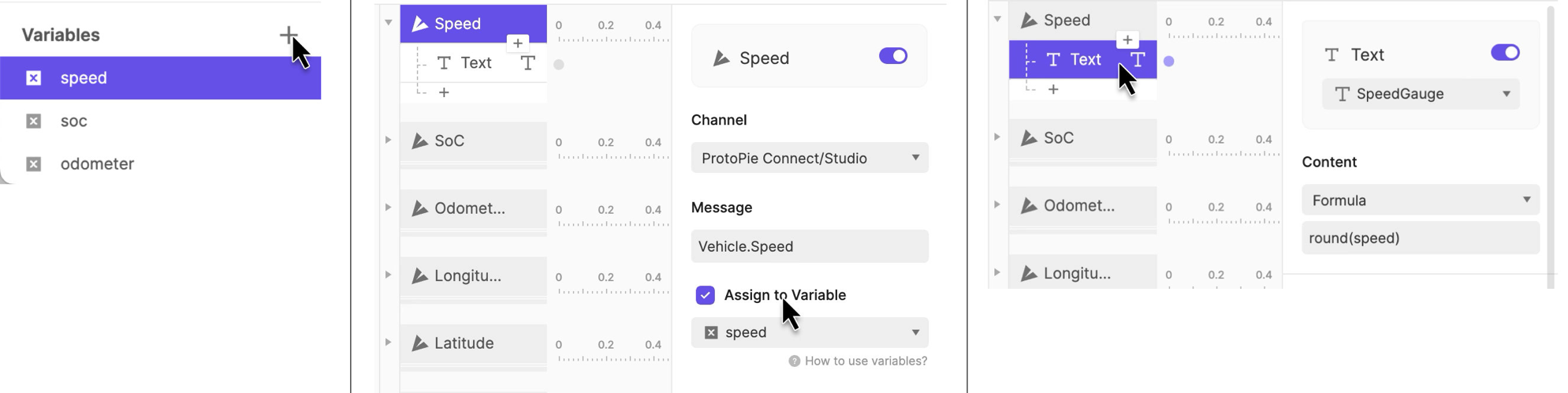 UI in protopie to connect variables 