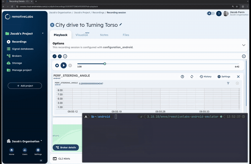 CLI and RemotiveCloud steps to connect to the AAOS Emulator