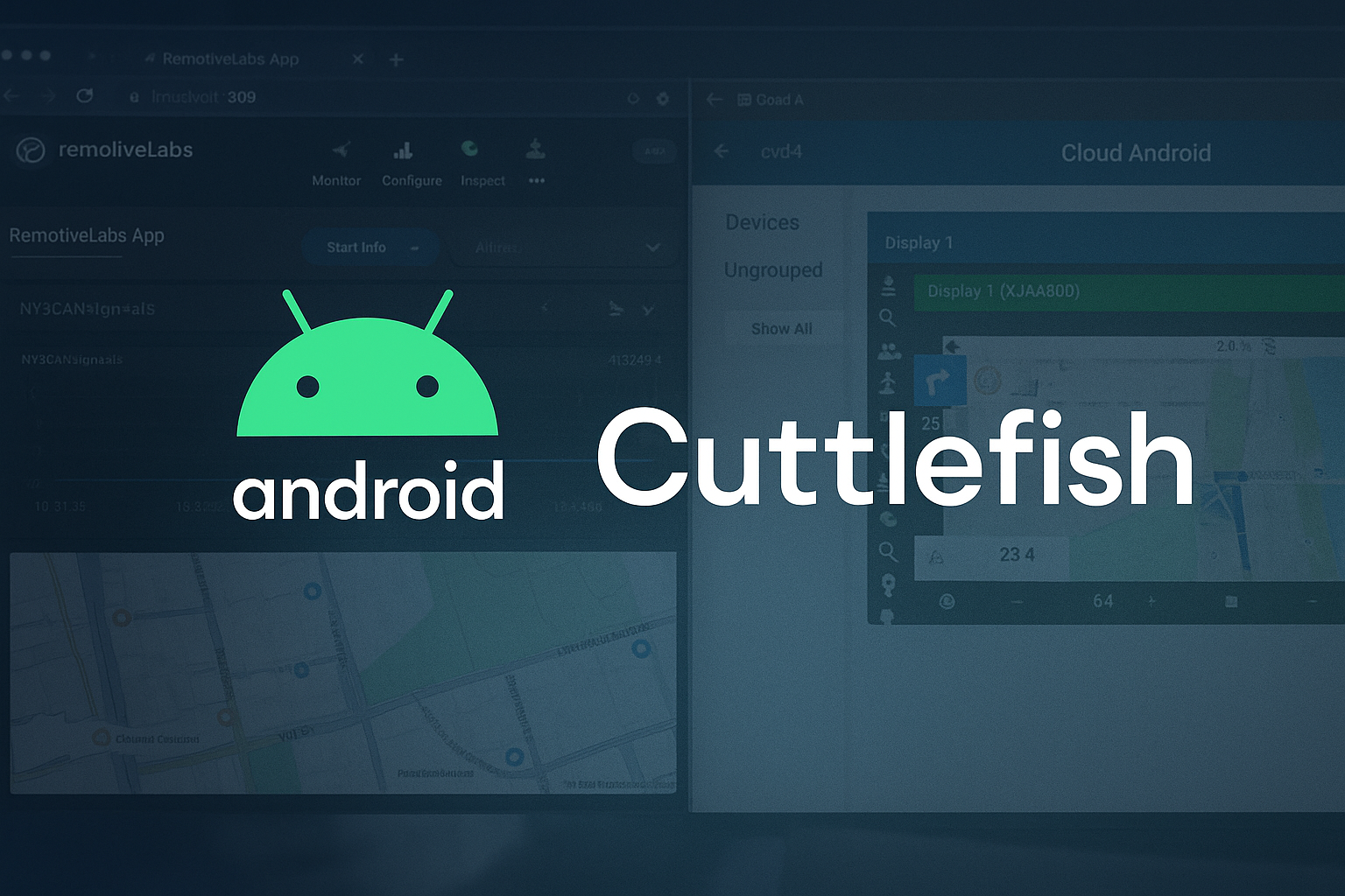 Android maps with android logo and Cuttlefish