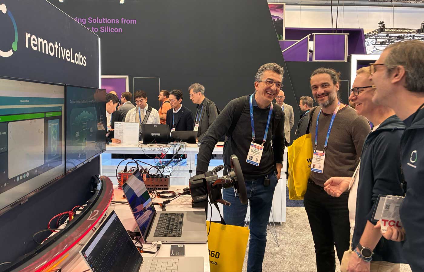 Demo to visitors in the booth - RemotiveTopology virtualized ECUs at CES 2026