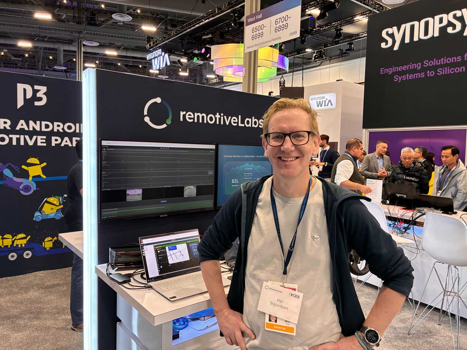 Per Sigurdson in front of RemotiveLabs booth at CES2026