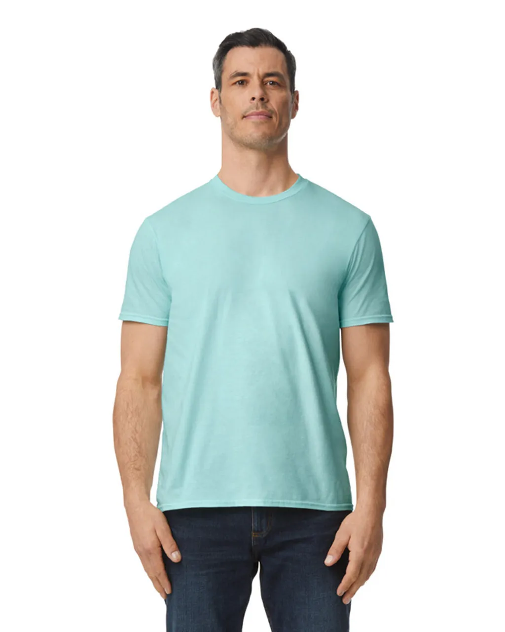 a man wearing a light blue shirt