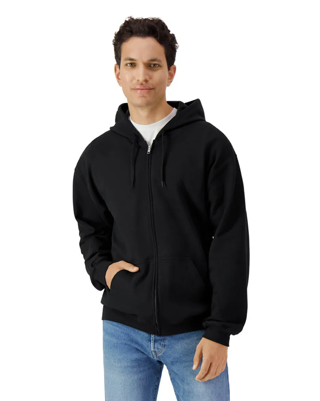 a man in a black jacket