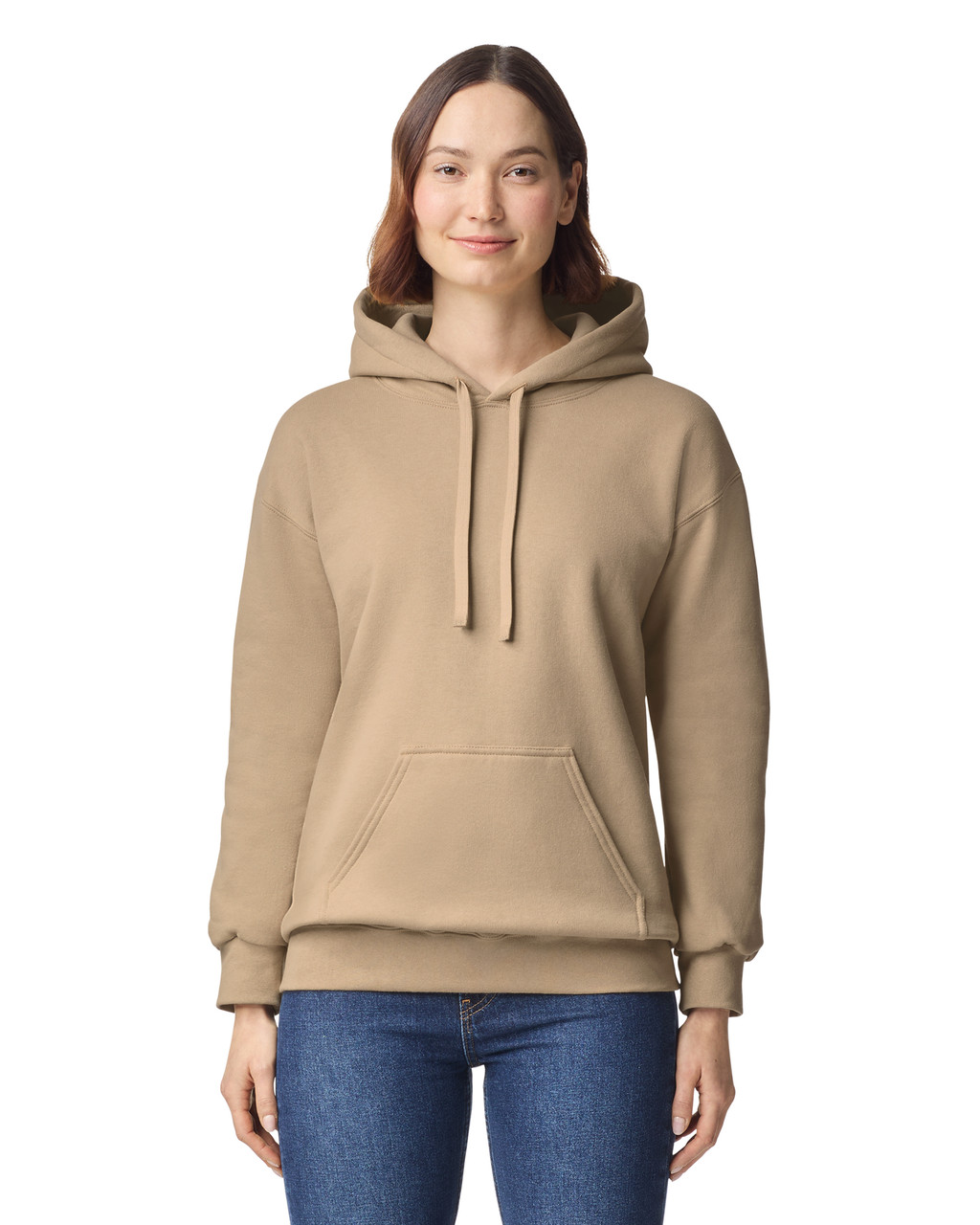a woman wearing a brown hoodie