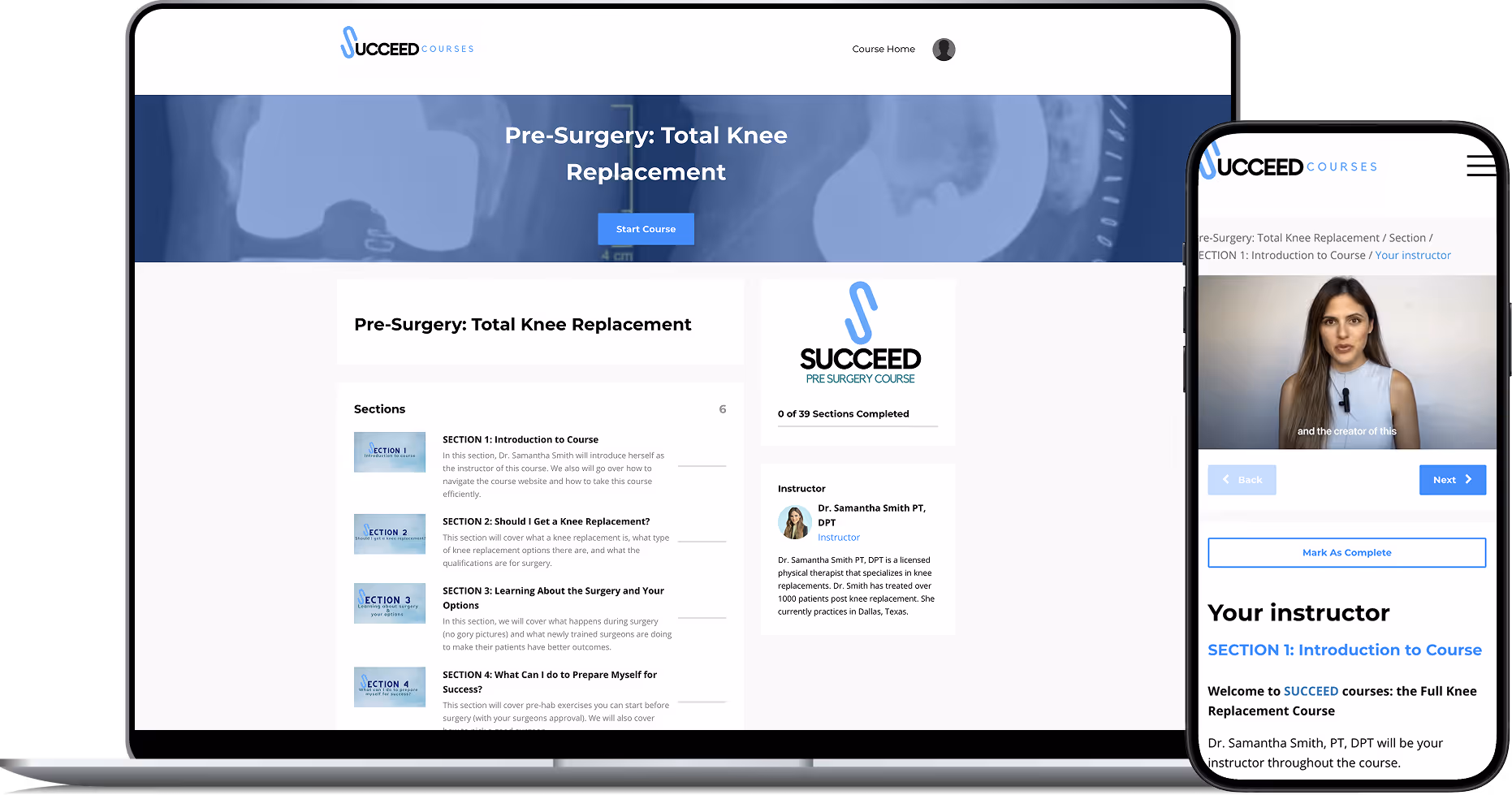 Online medical course for total knee replacement surgery